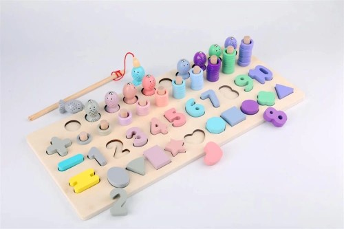 Magnetyczna układanka Montessori w pastelowych kolorach – drewniane elementy na magnes do kreatywnej zabawy dla dzieci 3+