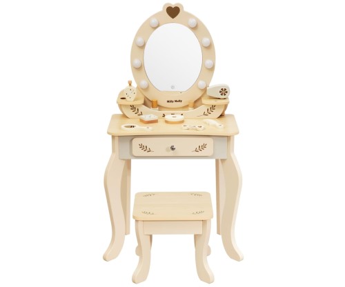 Toaletka dziecięca z 8 żarówkami LED i pastelowym wykończeniem – model Elly.