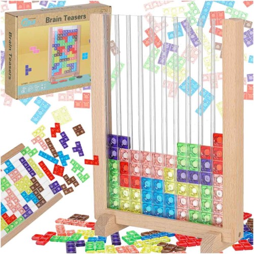 Gra logiczna stojąca – edukacyjna układanka z klocków dla dzieci 3+. Rozwija logiczne myślenie, koncentrację i koordynację ręka–oko.