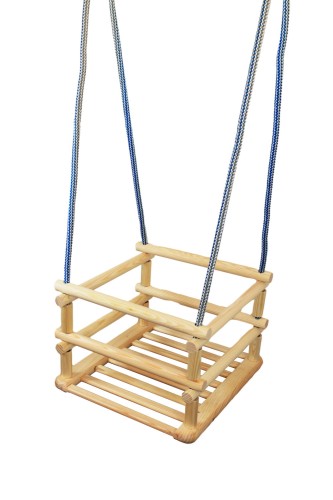 Drewniana huśtawka bączek dla dzieci – naturalna, estetyczna i bezpieczna zabawka do domu i ogrodu.