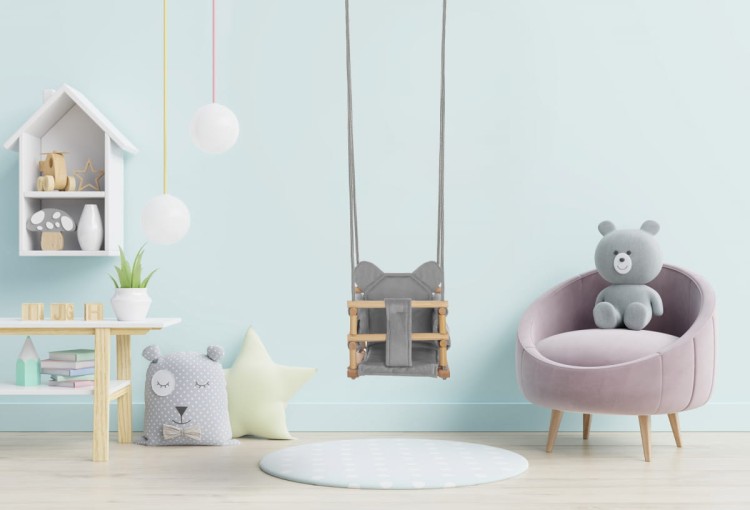 Miękka huśtawka welurowa do pokoju niemowlęcego.