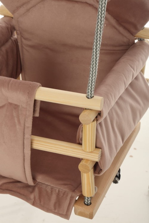 Huśtawka domowa dla niemowląt z uroczym motywem misia.