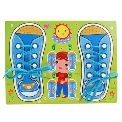 Nawlekanka puzzlowa buty – edukacyjna zabawka dla dzieci.