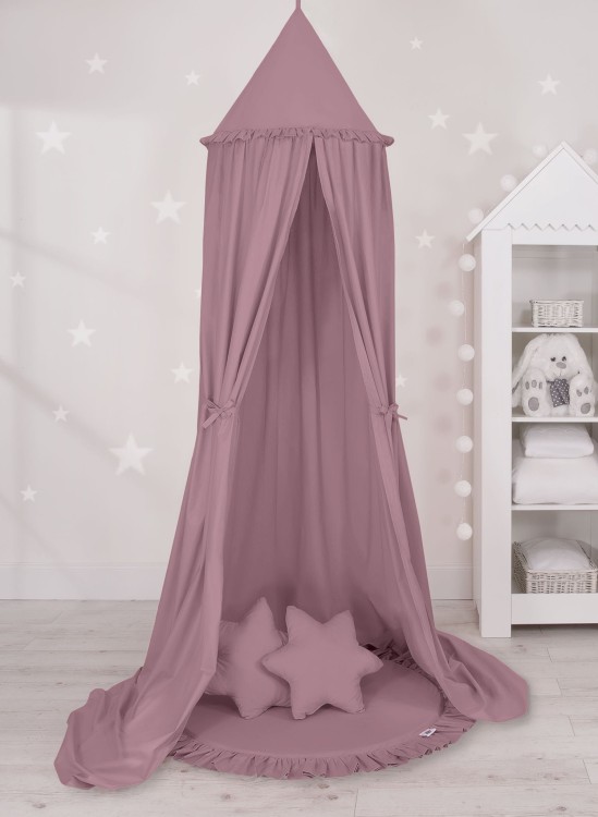 Zestaw baldachim wiszący do pokoju dziecięcego z matą i poduszkami róż retro