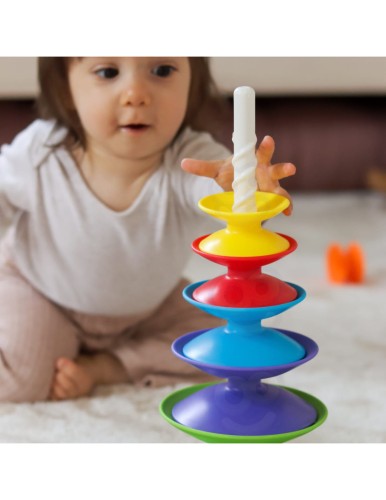 Wieża edukacyjna z kolorowych elementów – rozwój motoryki małej u malucha