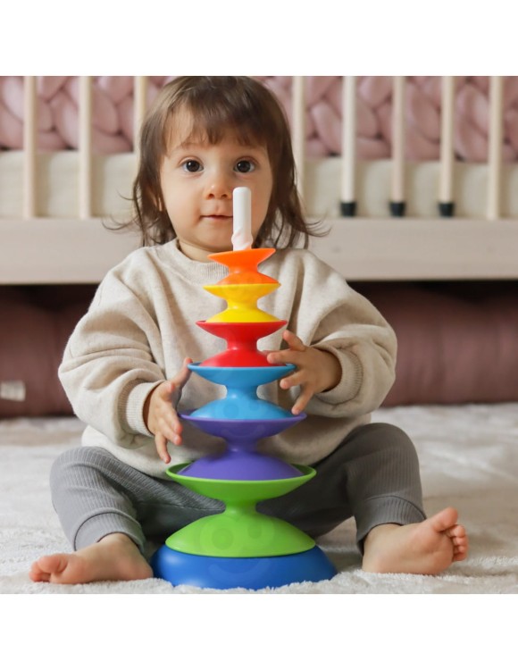 Piramidka sensoryczna dla dzieci 18m+ – nauka kolorów i kształtów