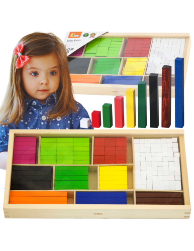 Kolorowe klocki Cuisenaire’a z drewna do nauki liczenia i matematyki