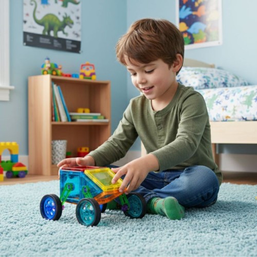 Zestaw klocków magnetycznych dla dzieci 3+ zbuduj swoje autko