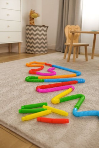 Kolorowe rurki sensoryczne Pop Tube dla dzieci – zestaw 60 sztuk