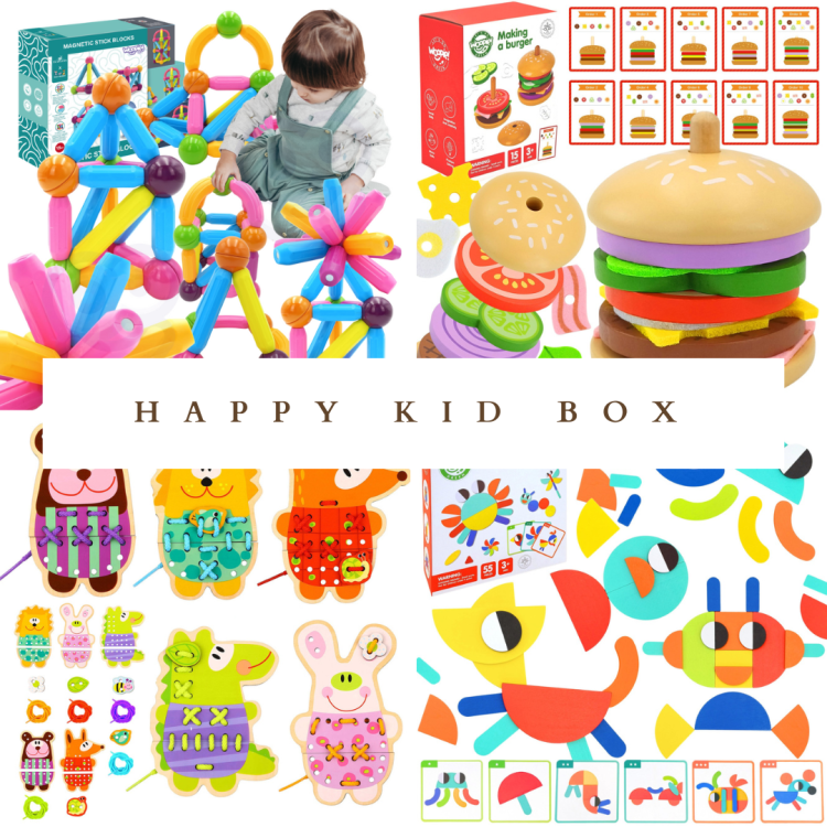 Zestaw Happy Kid Box z zabawkami Montessori dla dzieci 3–6 lat